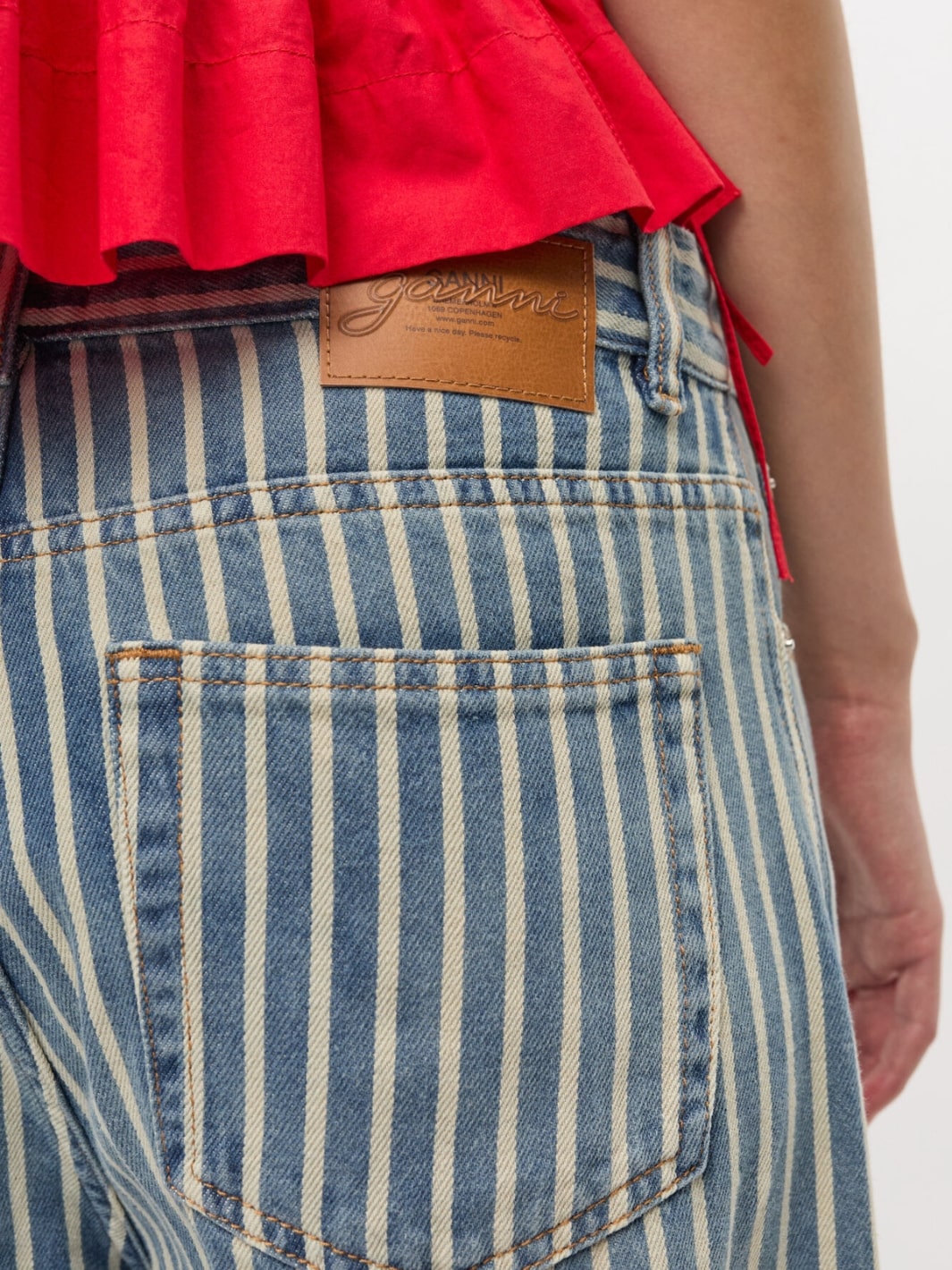 Ganni Bukser Bukse | Light Stripe Denim Carpenter Jeans