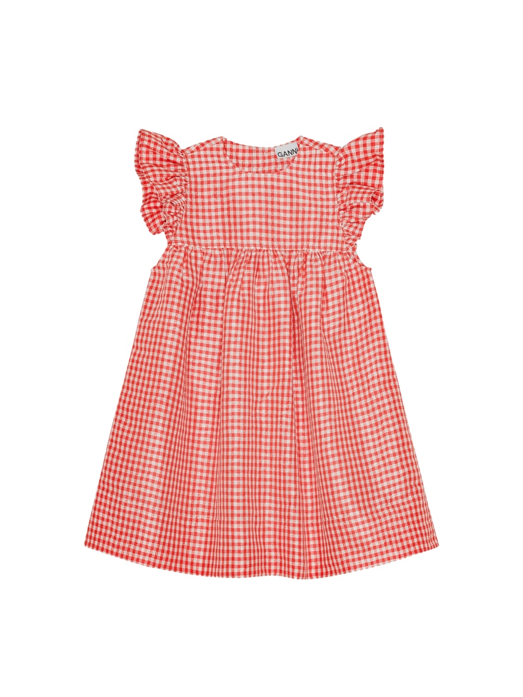 Ganni Dresses Kjole | Crinkled Check Taffeta Frill Mini Dress