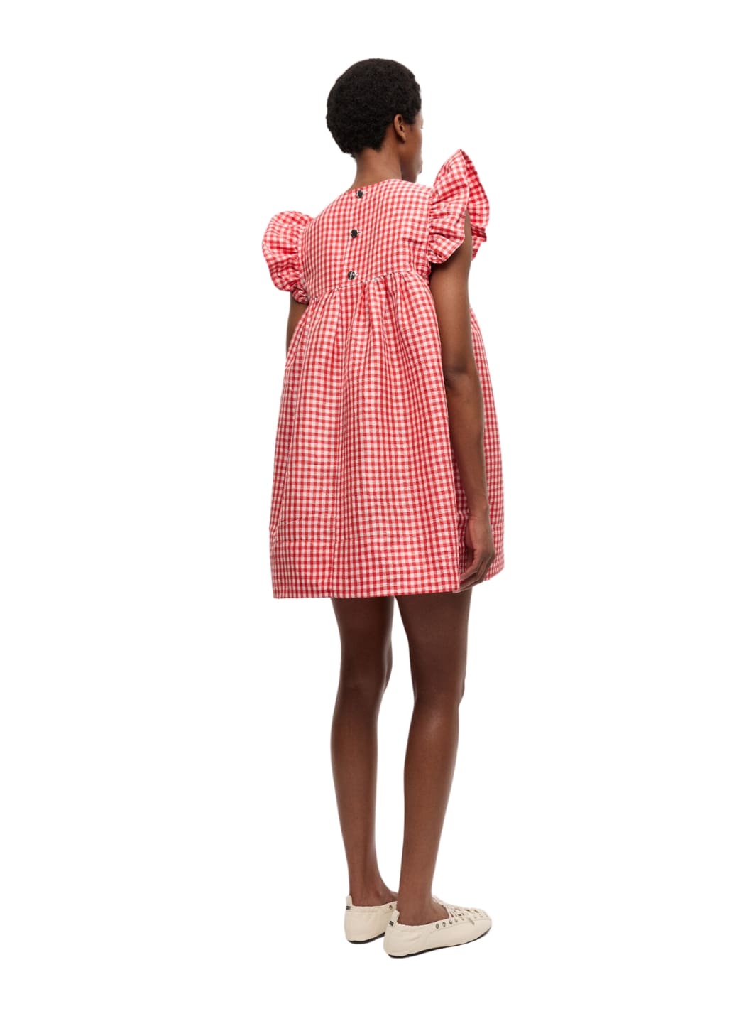 Ganni Dresses Kjole | Crinkled Check Taffeta Frill Mini Dress