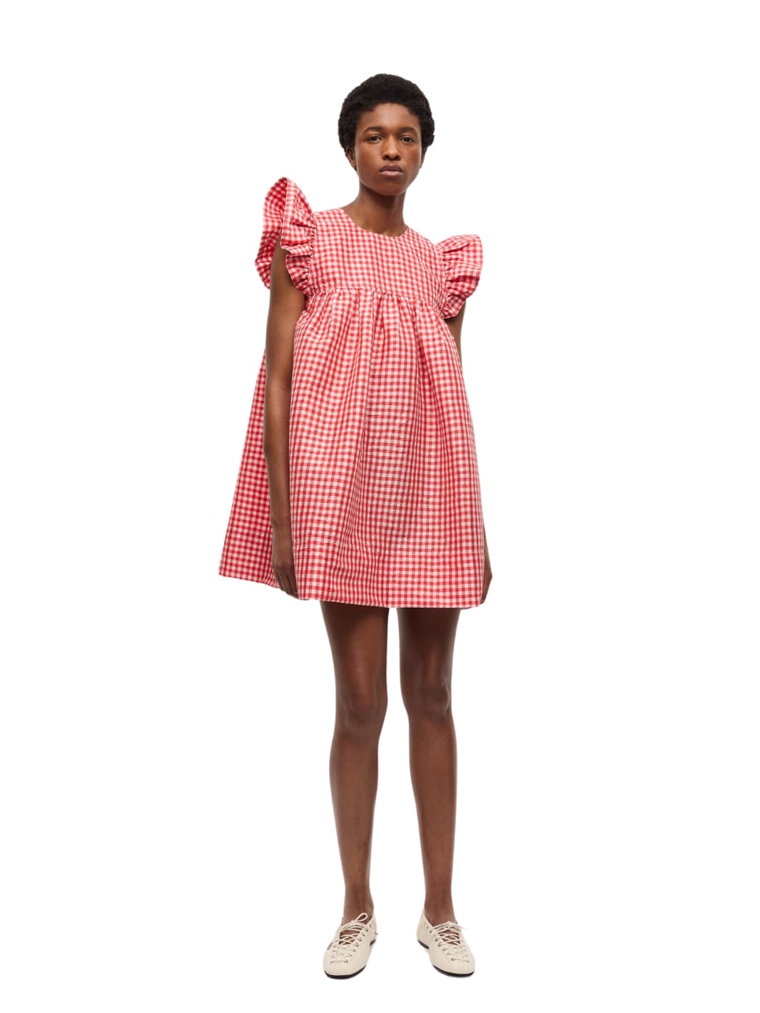 Ganni Dresses Kjole | Crinkled Check Taffeta Frill Mini Dress