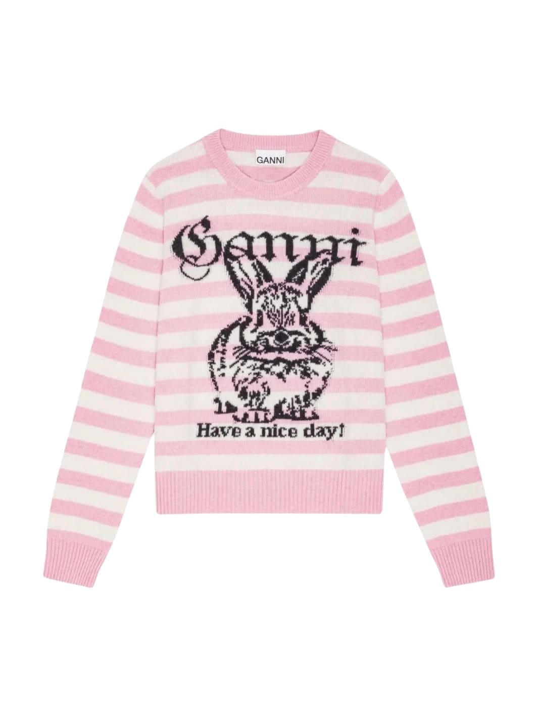 Ganni Sweaters Genser | Striped Bunny Crewneck