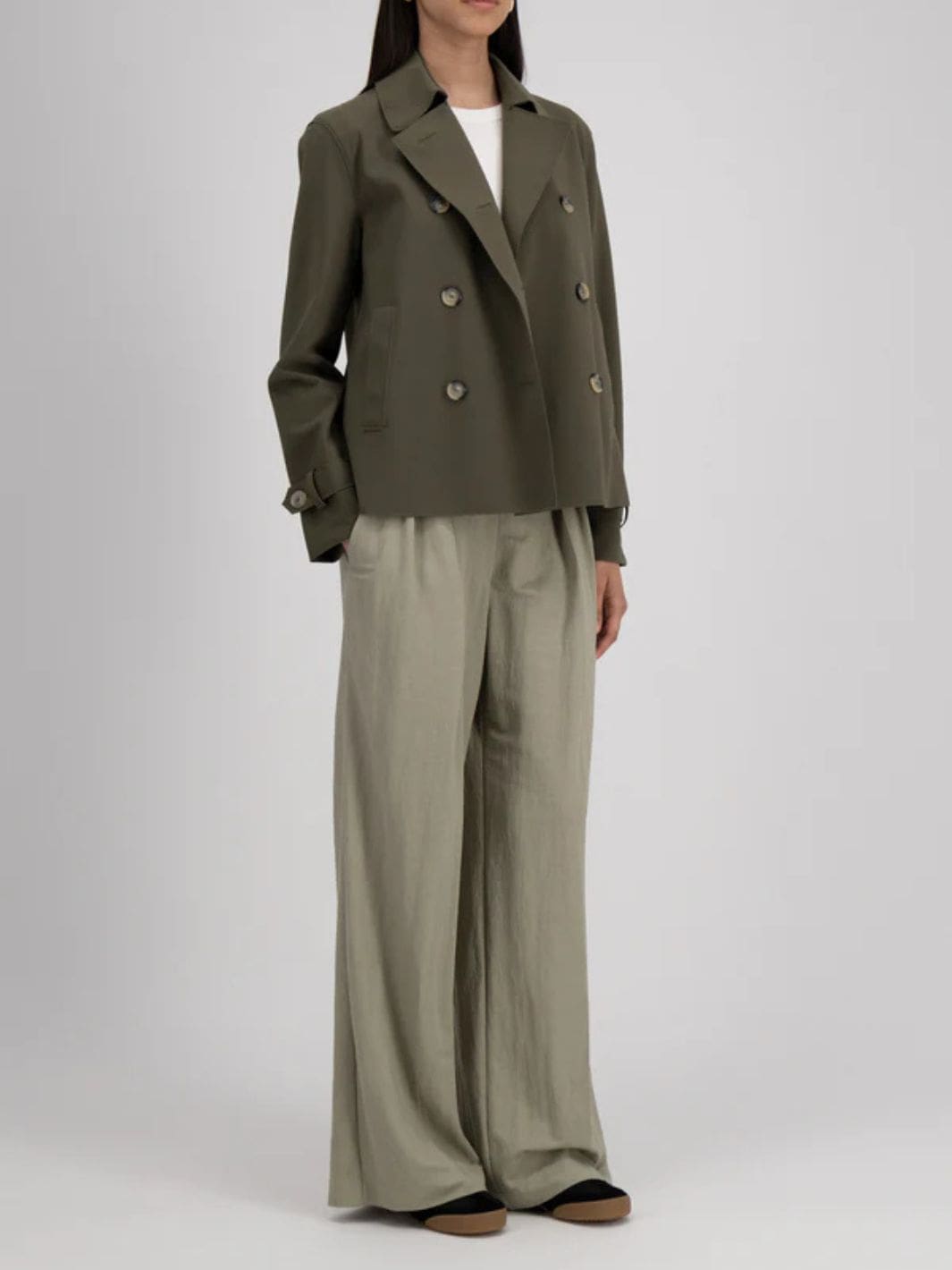 Harris Wharf London Jackets Jakke | W Cropped Trench Scuba Dark Khaki
