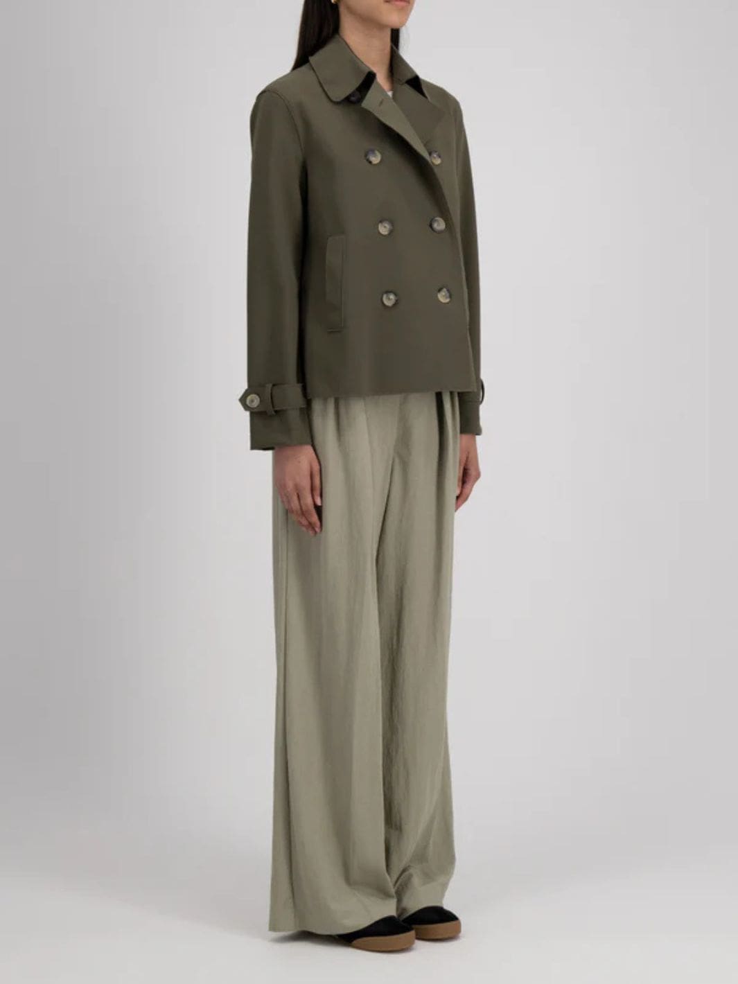 Harris Wharf London Jackets Jakke | W Cropped Trench Scuba Dark Khaki
