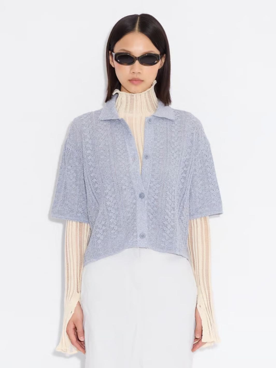 Holzweiler Sweaters Cardigan | Kelp Crochet Shirt Blue Mix