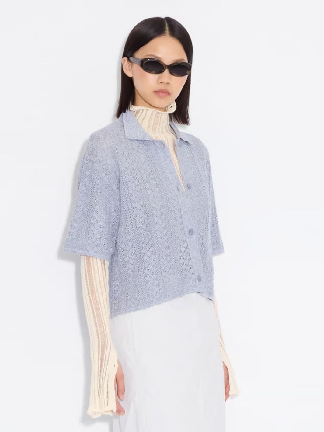 Holzweiler Sweaters Cardigan | Kelp Crochet Shirt Blue Mix
