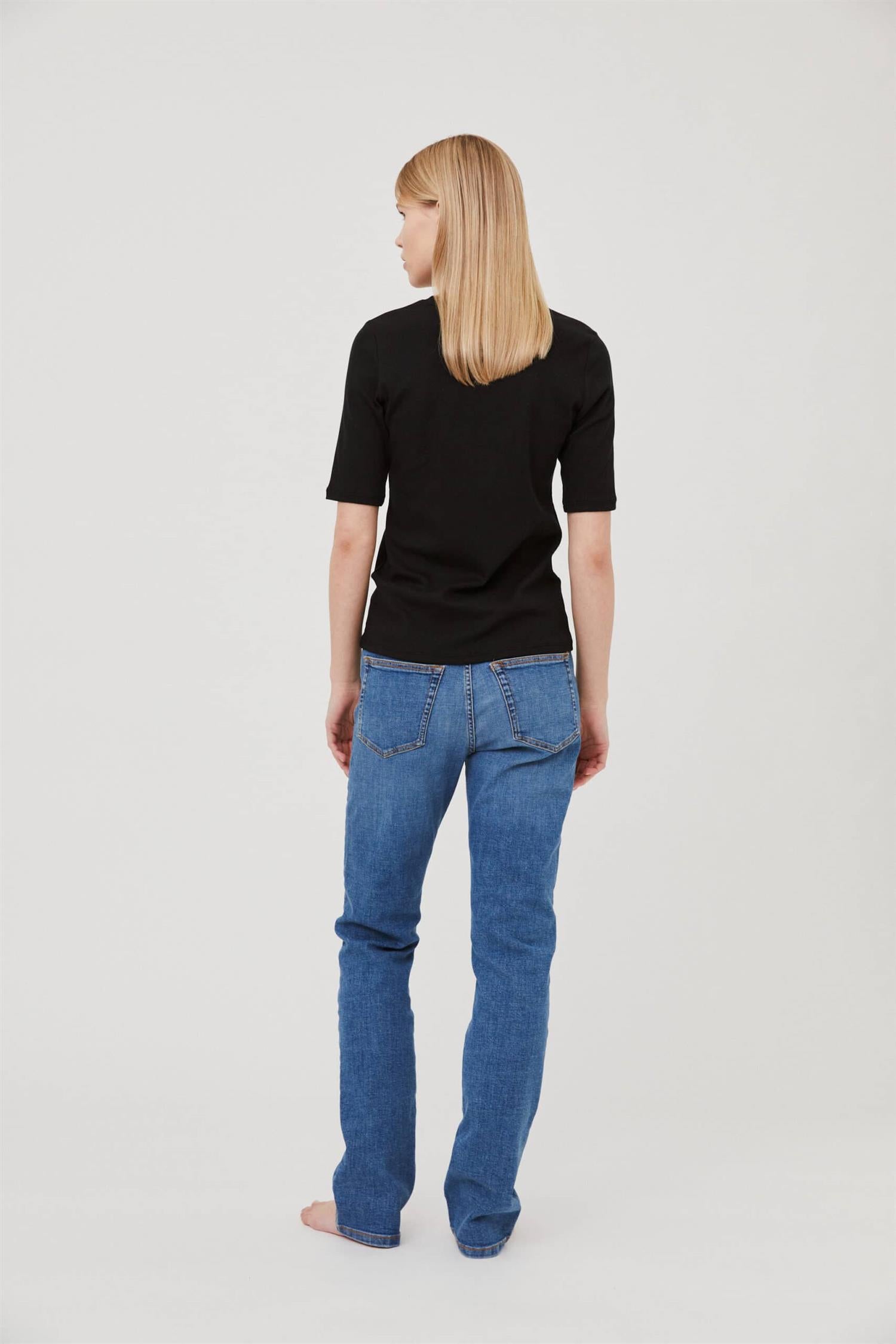 Julie Josephine Tees & Longsleeves T-skjorte | Marianne Rib Black