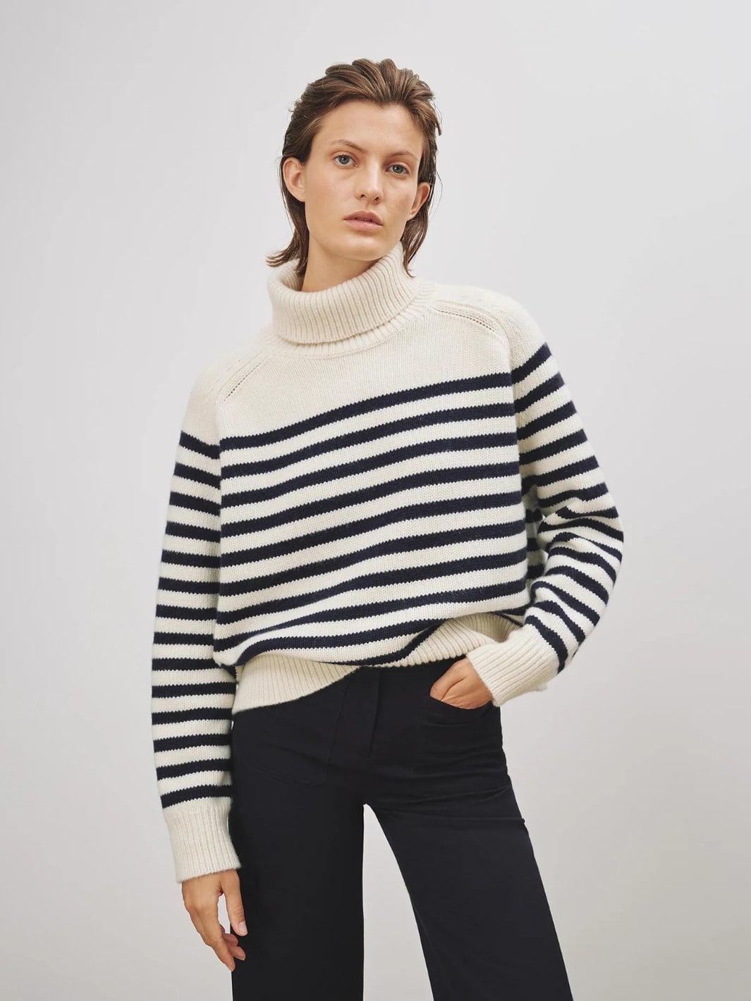 Nili Lotan Sweaters Genser | Gideon Sweater Dark Navy Stripe