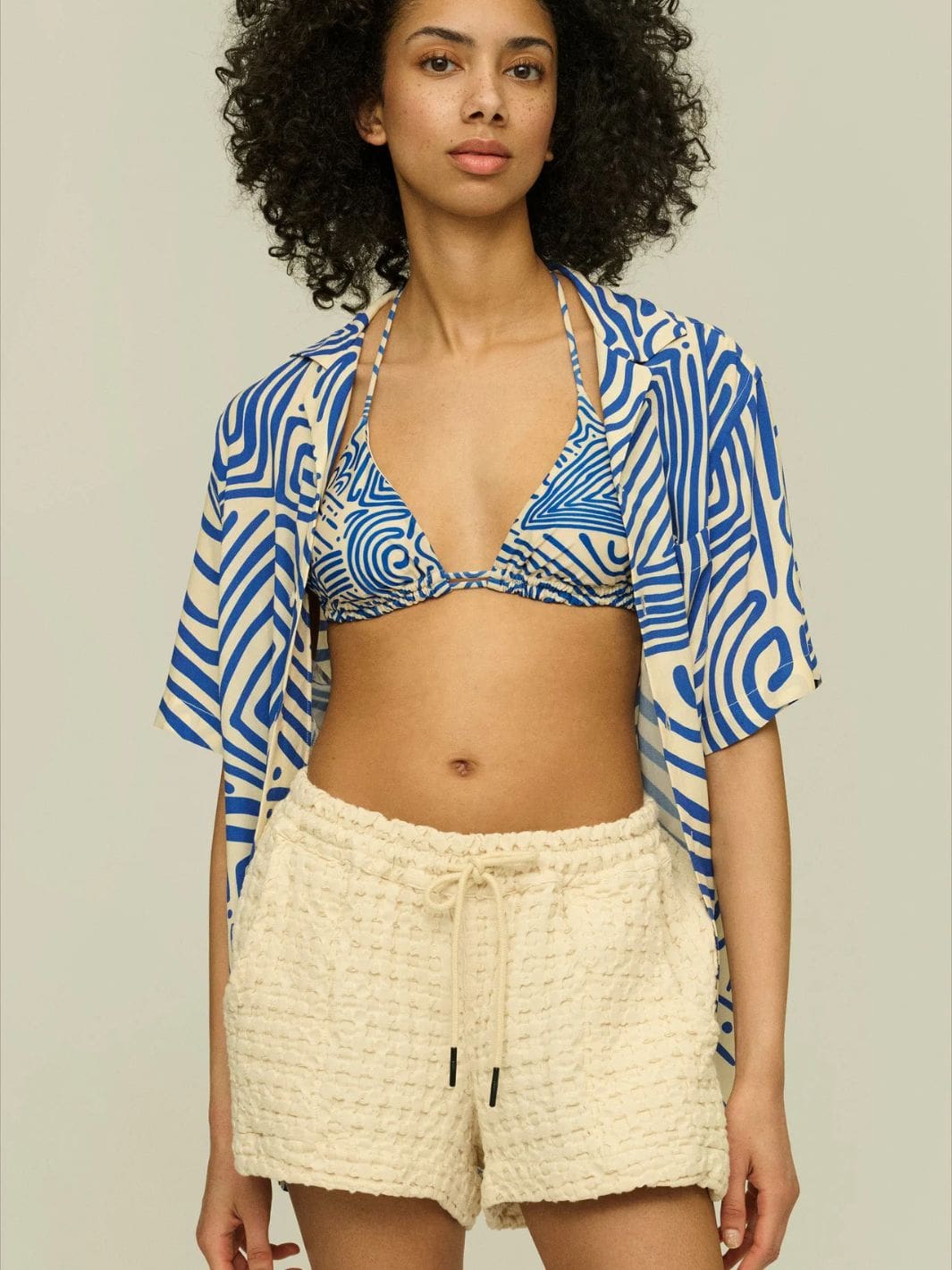 Oas Shorts Shorts | Ecru Drizzle Waffle Shorts Off-White