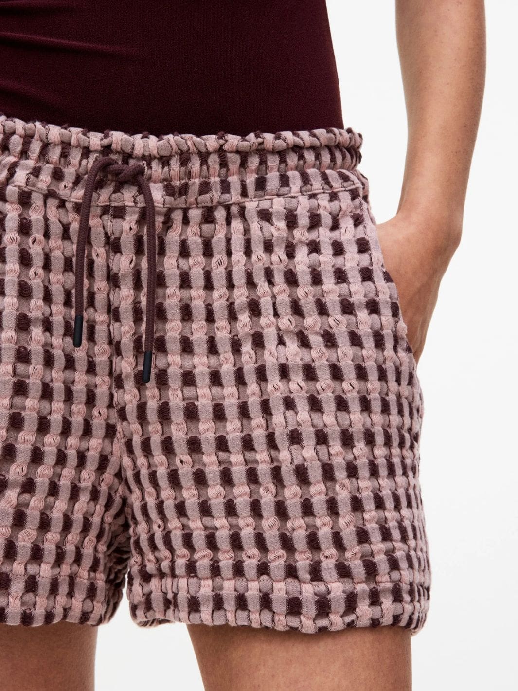 Oas Shorts Shorts | Ferratelle Drizzle Waffle Shorts Pink/Burg