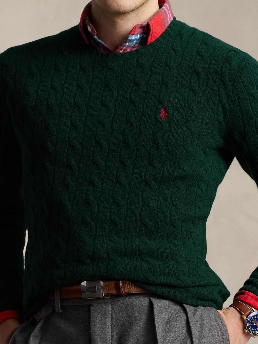 Polo Ralph Lauren Knit Cable Cashmere Pullover Green