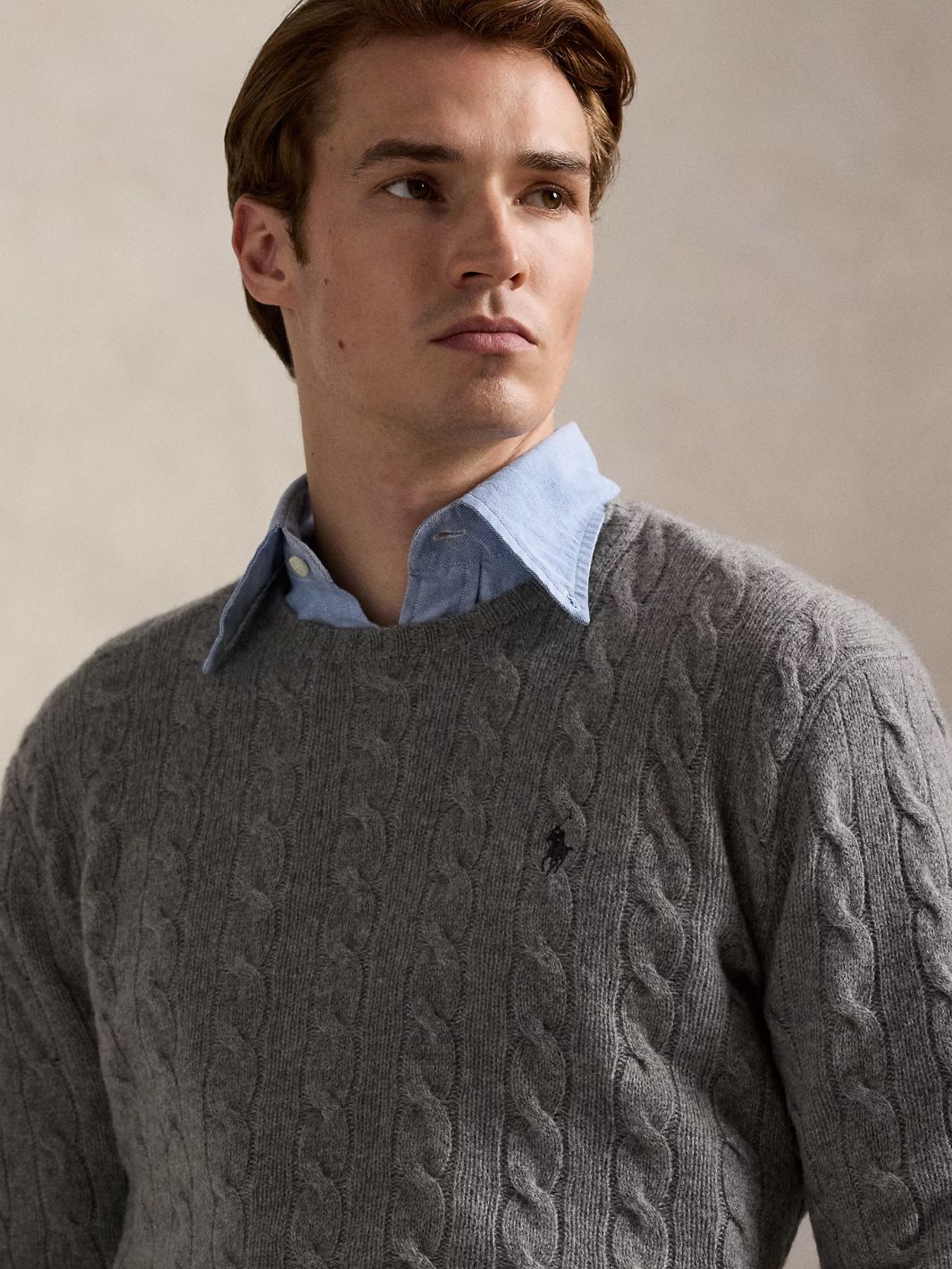 Polo Ralph Lauren Knit Cable Cashmere Pullover Grey