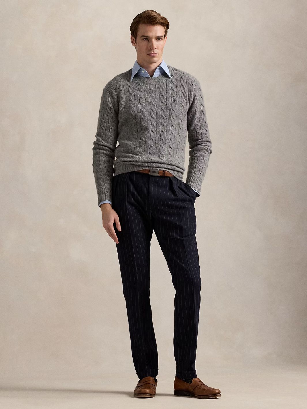 Polo Ralph Lauren Knit Cable Cashmere Pullover Grey