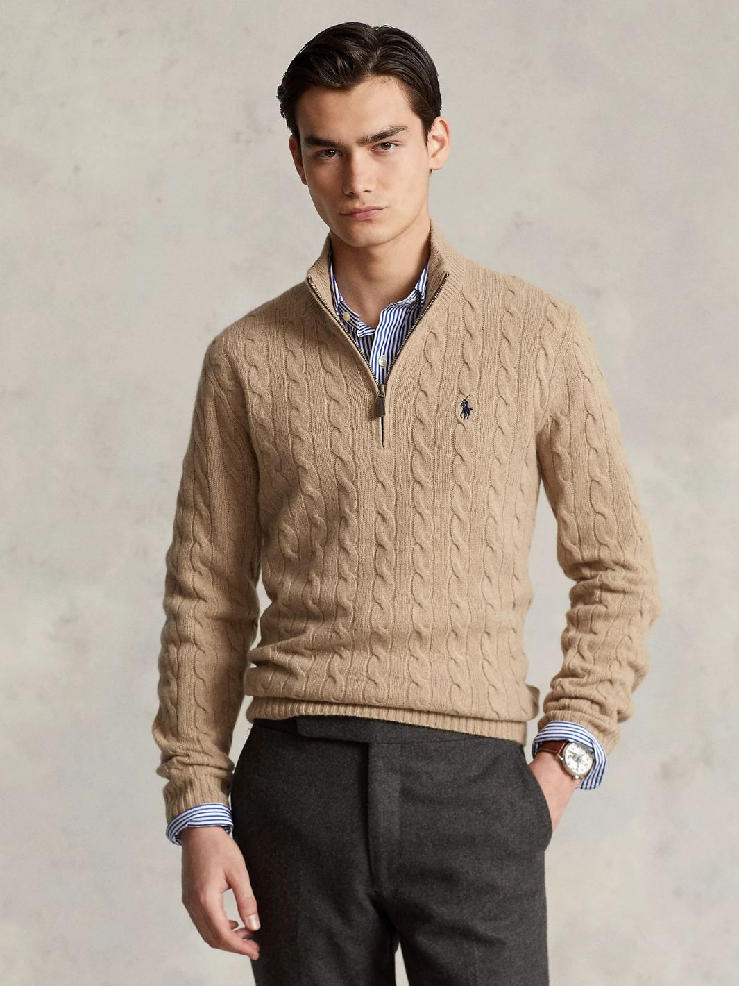 Polo Ralph Lauren Knit Genser | Cable Cashmere Half-Zip Brown