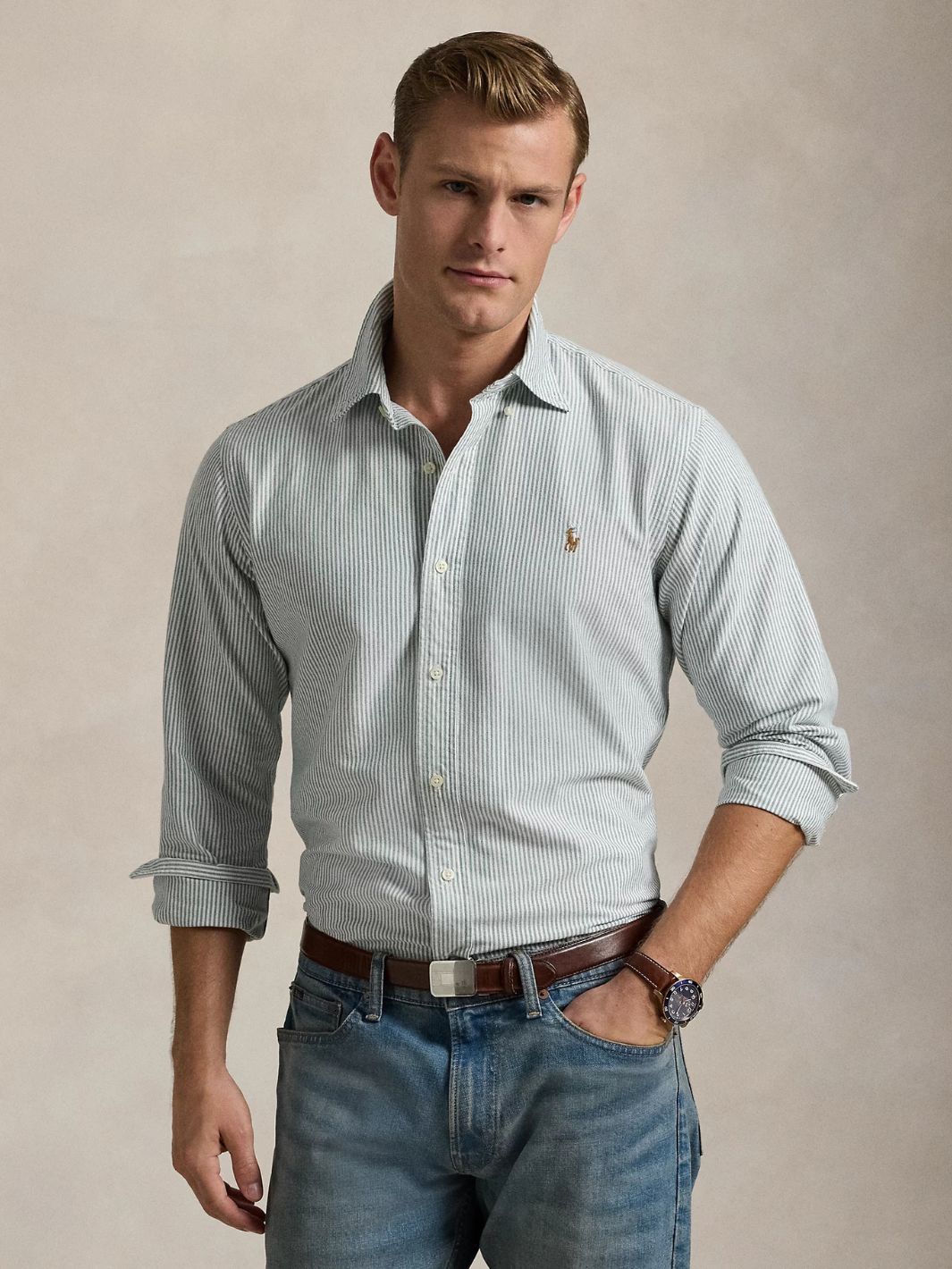Polo Ralph Lauren Shirts Skjorte | Custom Fit Oxford Green/White