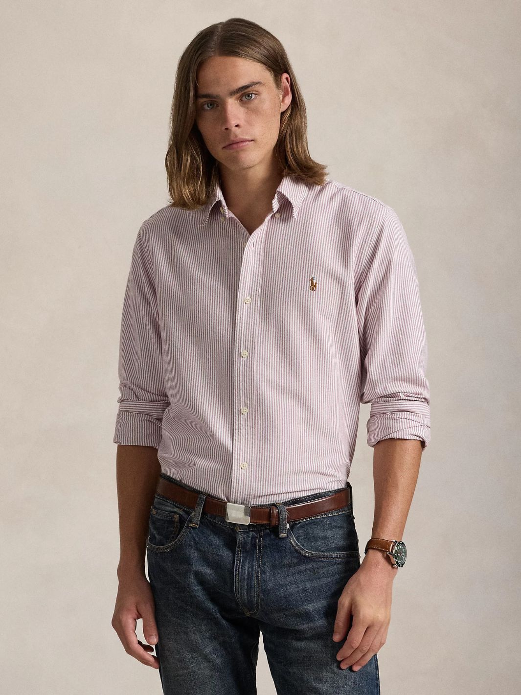 Polo Ralph Lauren Shirts XL / Striper Skjorte | Custom Fit Oxford Red/ White