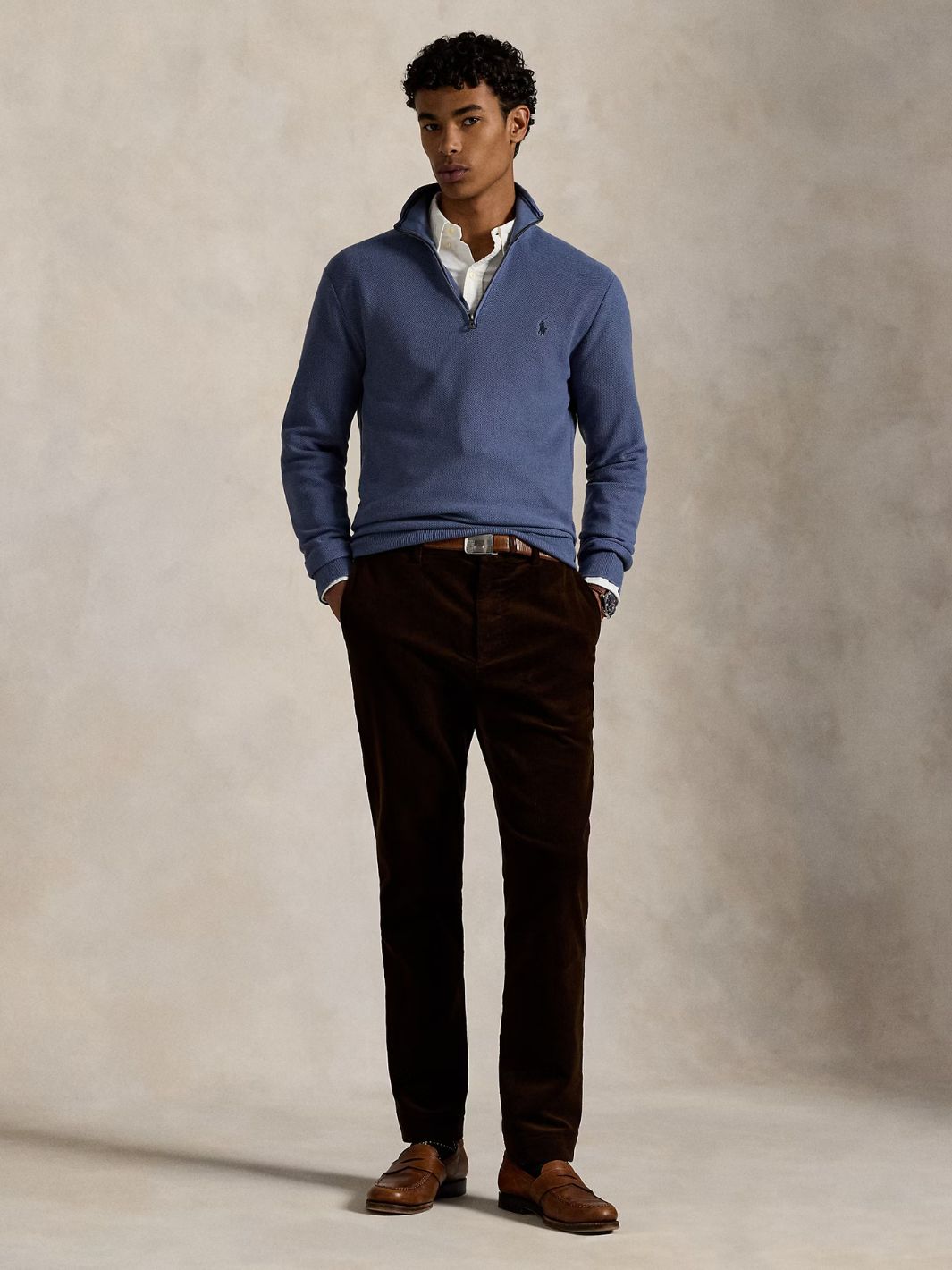 Polo Ralph Lauren Sweaters Genser | Half-Zip Neck Stripe Cotton Blue