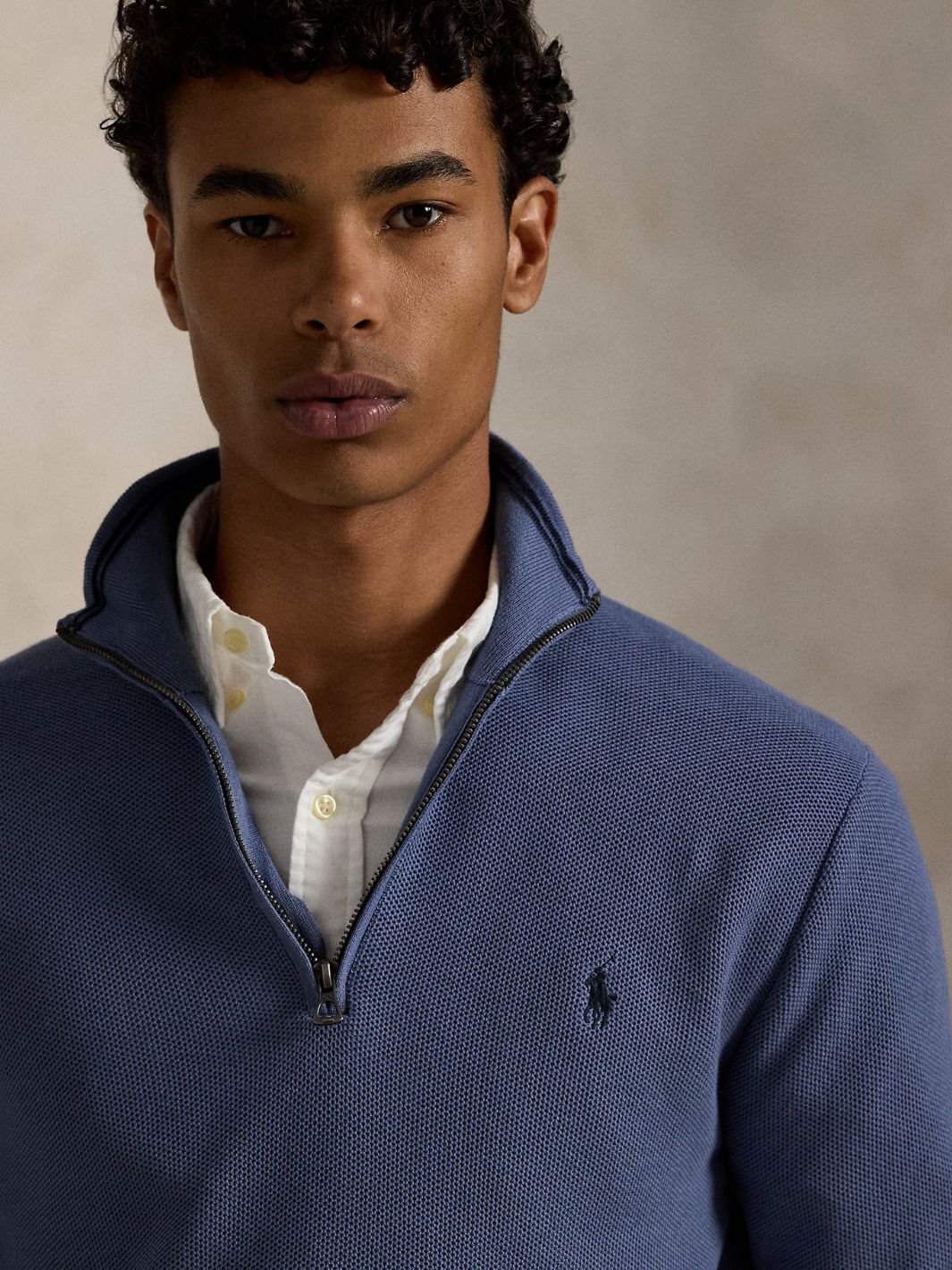 Polo Ralph Lauren Sweaters Genser | Half-Zip Neck Stripe Cotton Blue