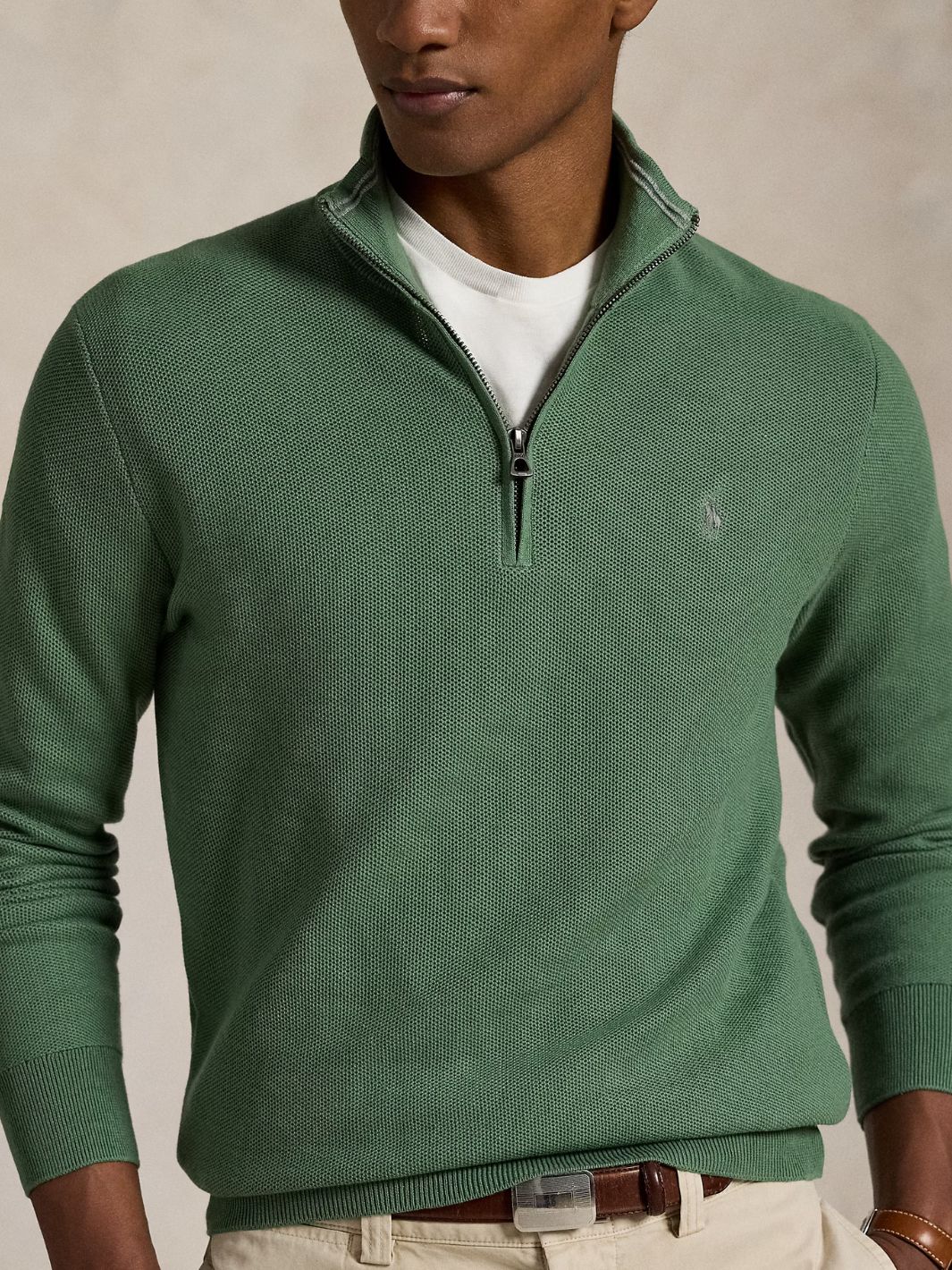 Polo Ralph Lauren Sweaters Genser | Half-Zip Neck Stripe Cotton Green