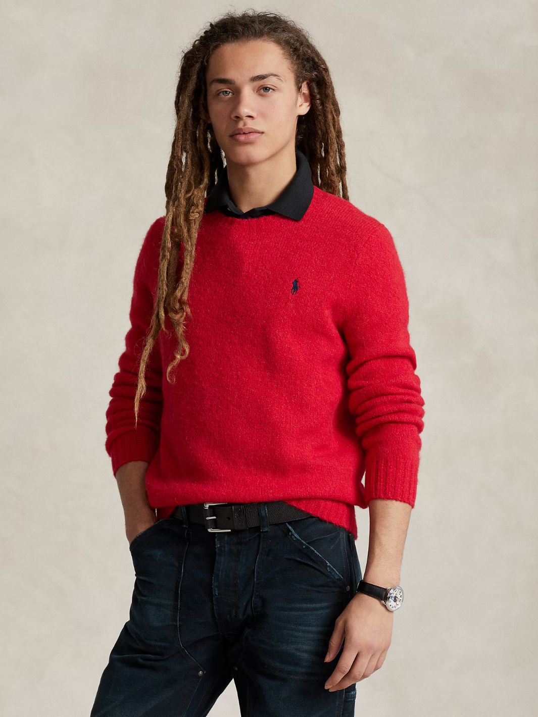 Polo Ralph Lauren Sweaters Genser | Textured Crewneck Jumper RL Red