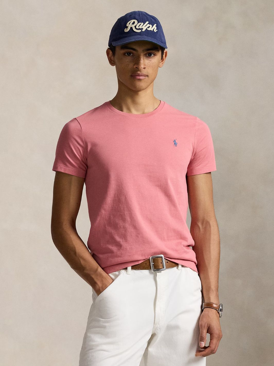 Polo Ralph Lauren Tees & Longsleeves T-Skjorte | Custom Slim Fit Jersey Crewneck T-Shirt Rose