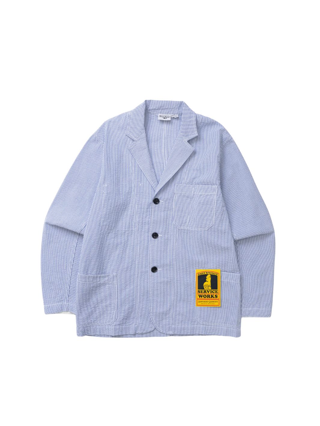 Service Works Jackets Jakke | Seersucker Server Suit Jacket Navy Stripe