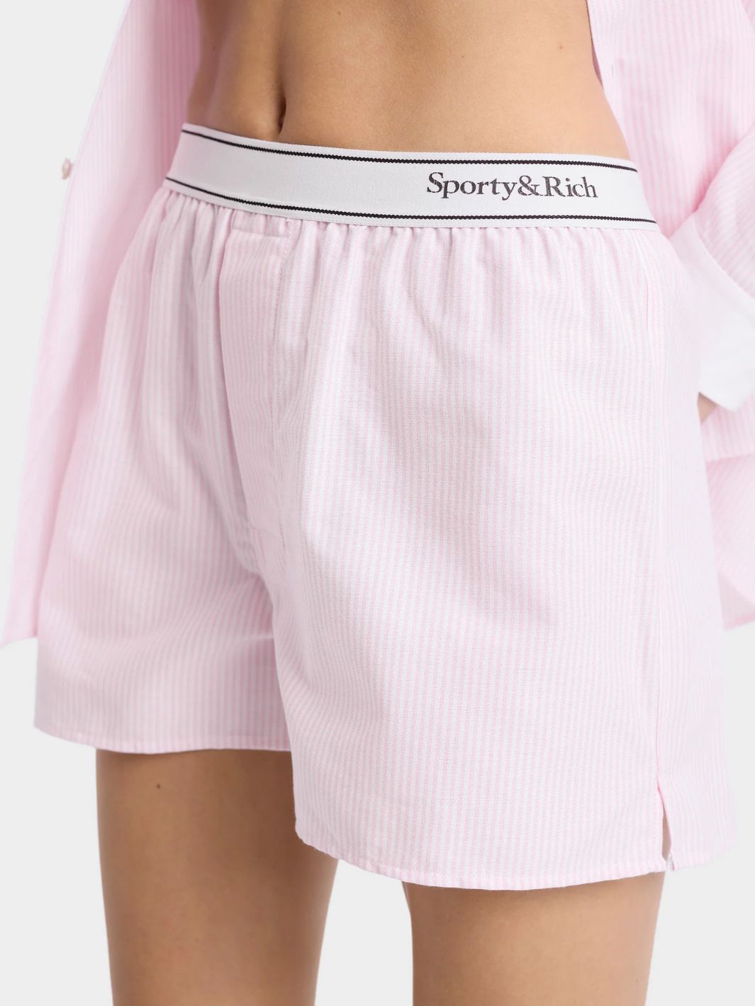 Sporty & Rich Shorts Shorts | Serif Logo Oxford Boxer Pink