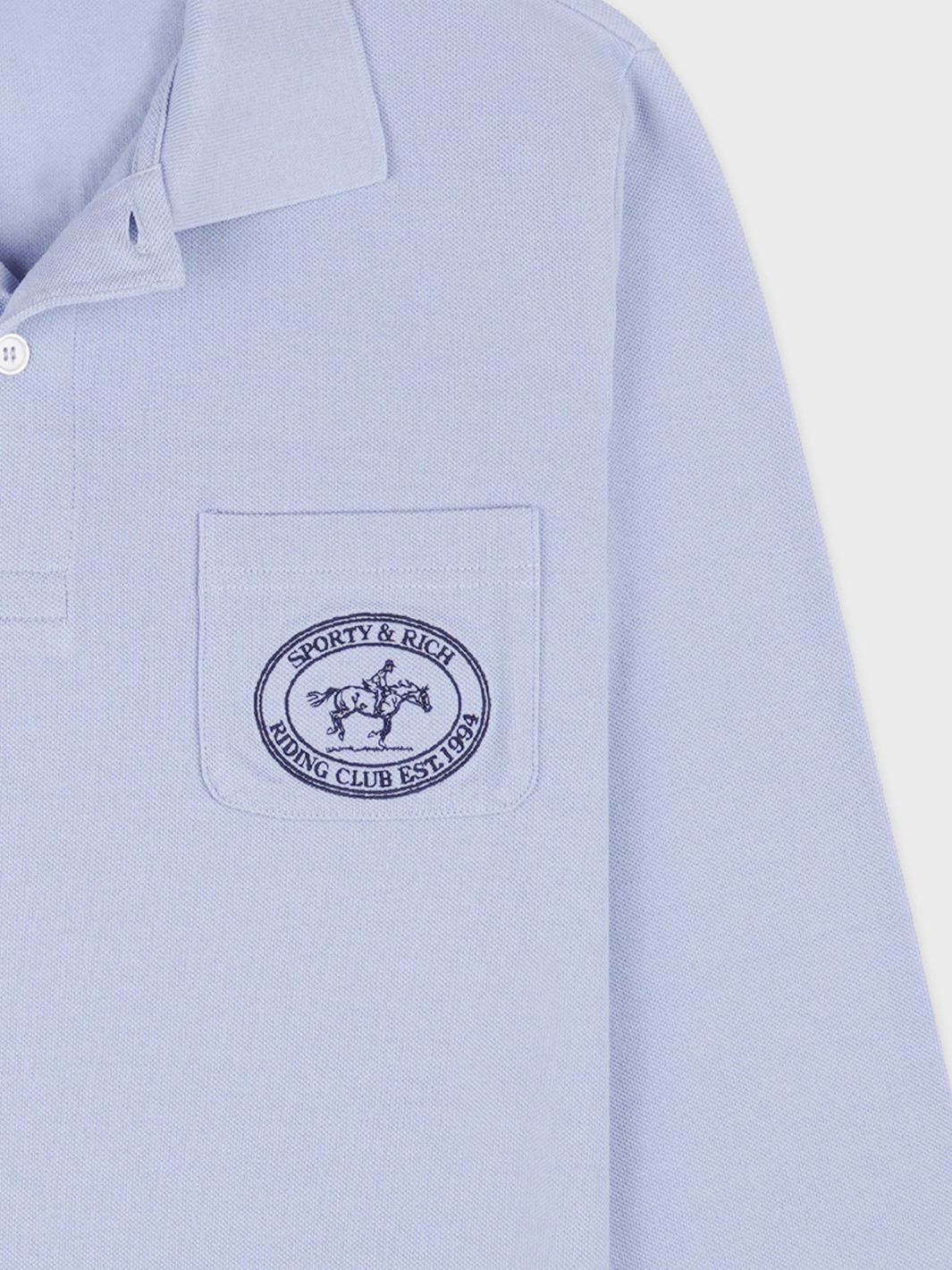 Sporty & Rich Sweaters Genser | RC Longsleeve Pique Polo Washed Hydrangea