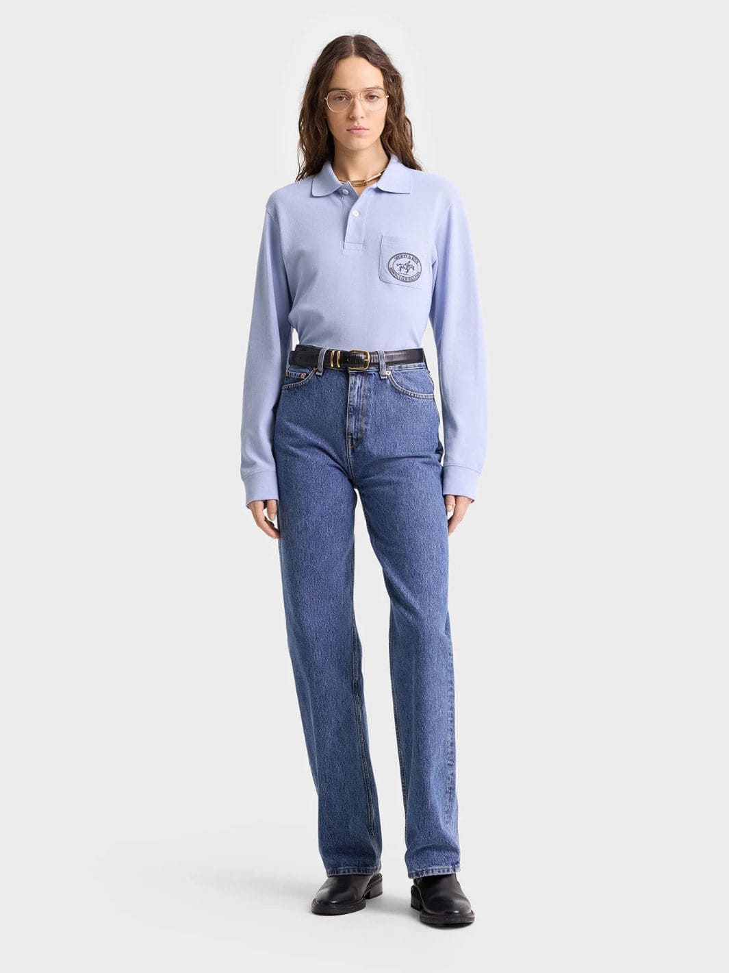 Sporty & Rich Sweaters Genser | RC Longsleeve Pique Polo Washed Hydrangea