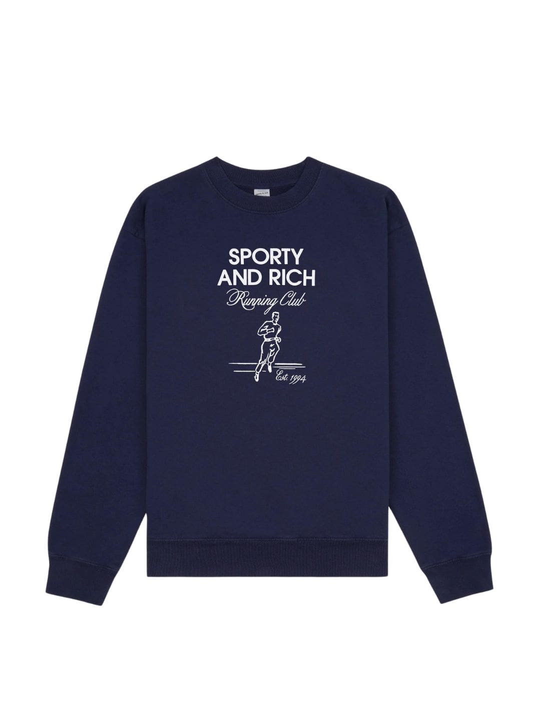 Sporty & Rich Sweaters Genser | Running Man Crewneck Navy/White