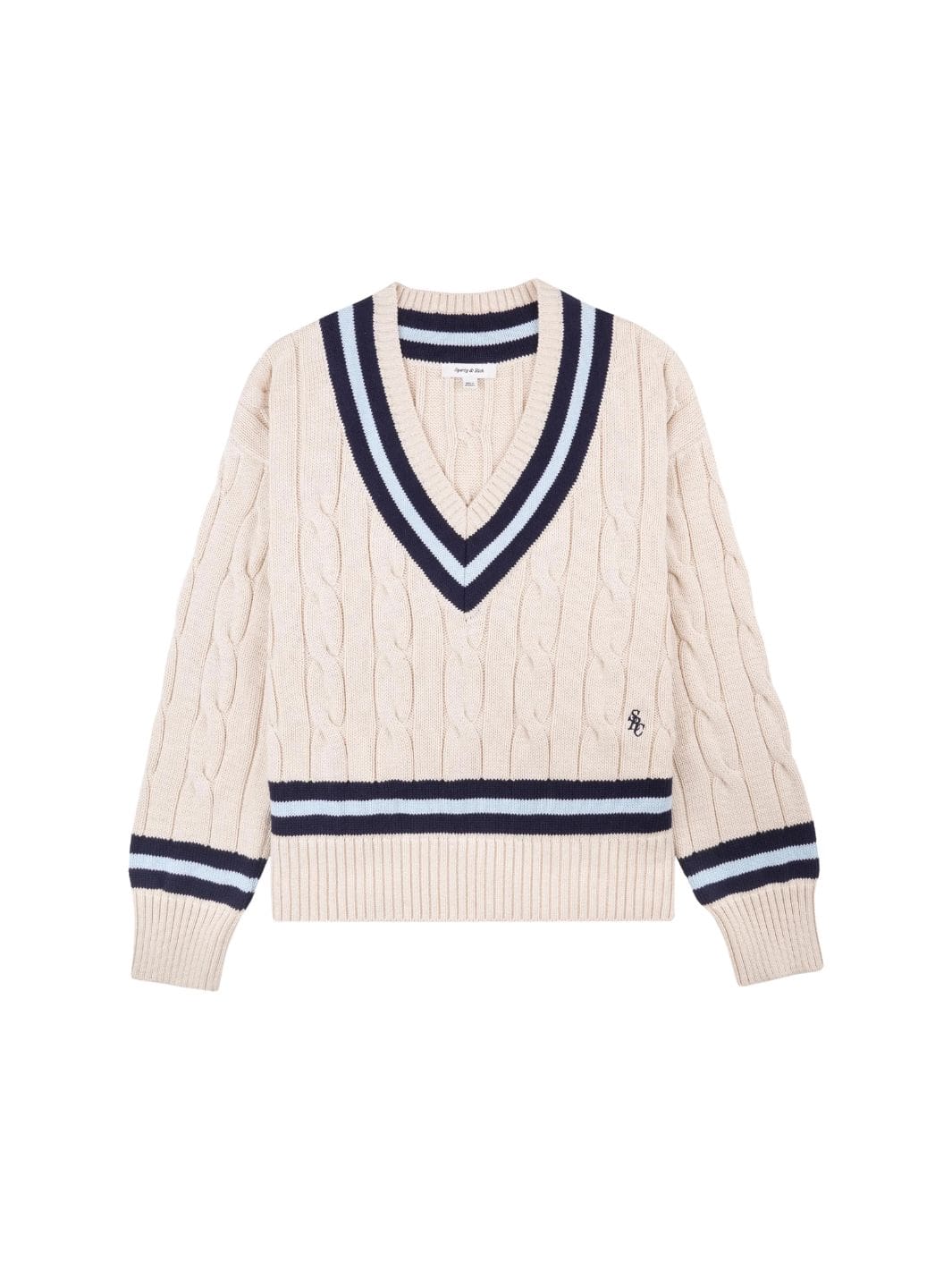 Sporty & Rich Sweaters Genser | SRC Cableknit V-Neck Sweater