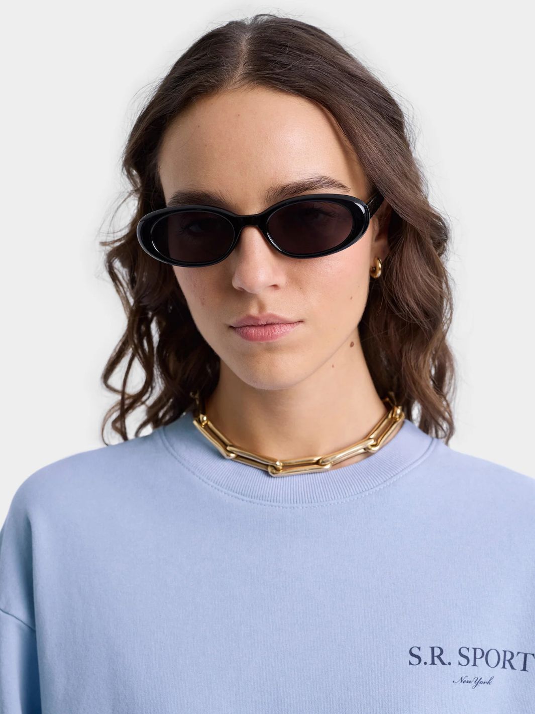 Sporty & Rich Sweaters Genser | Wimbledon Crewneck Washed Hydrangea