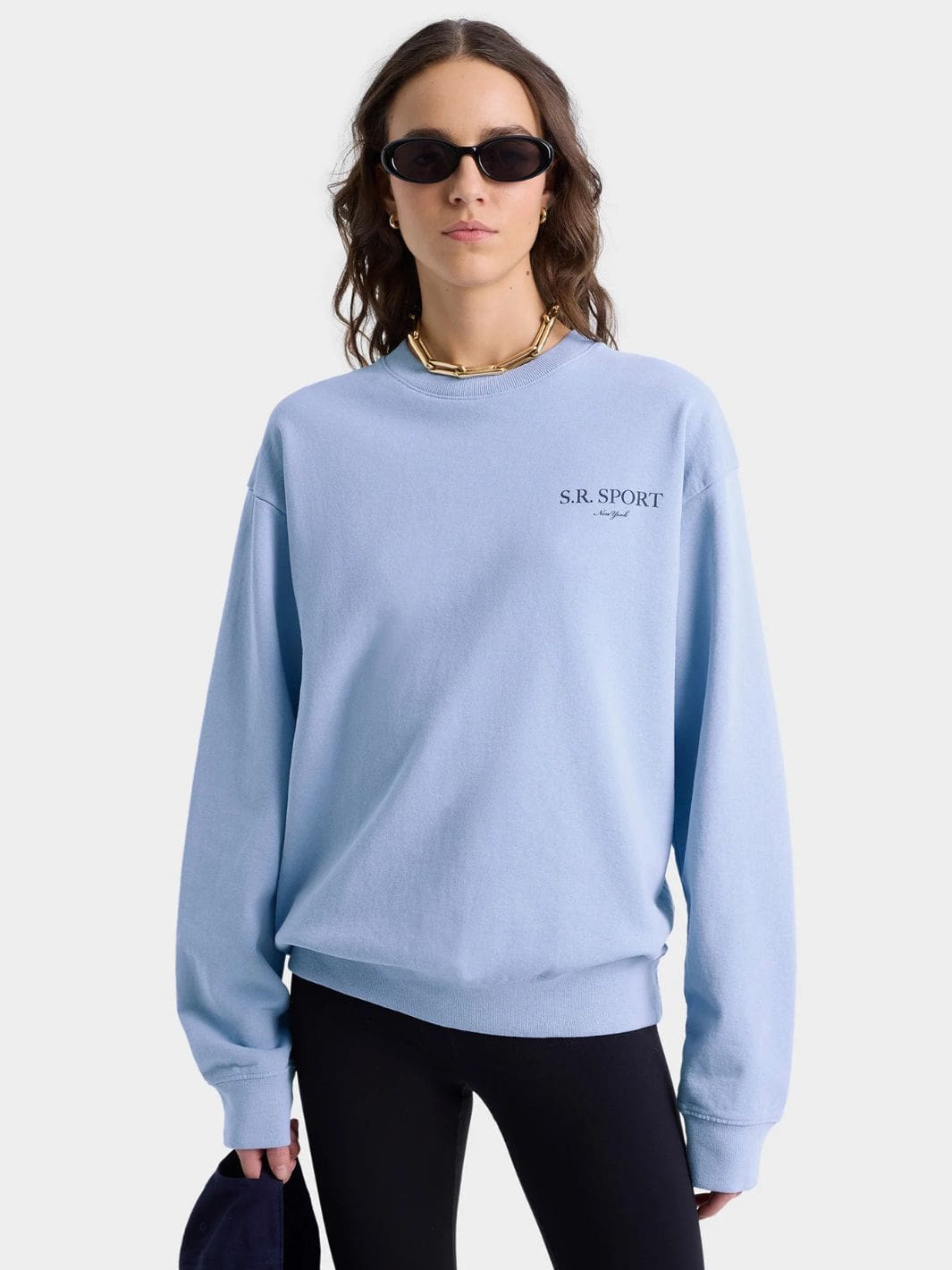 Sporty & Rich Sweaters Genser | Wimbledon Crewneck Washed Hydrangea