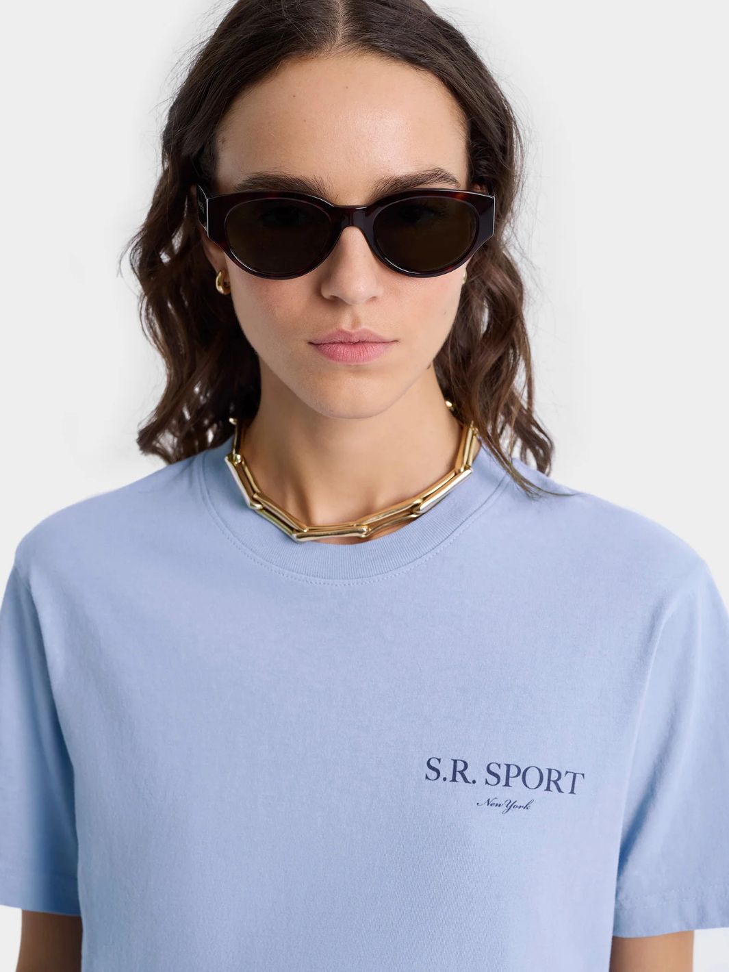 Sporty & Rich Sweaters T-Skjorte | Wimbledon T-Shirt Washed Hydrangea