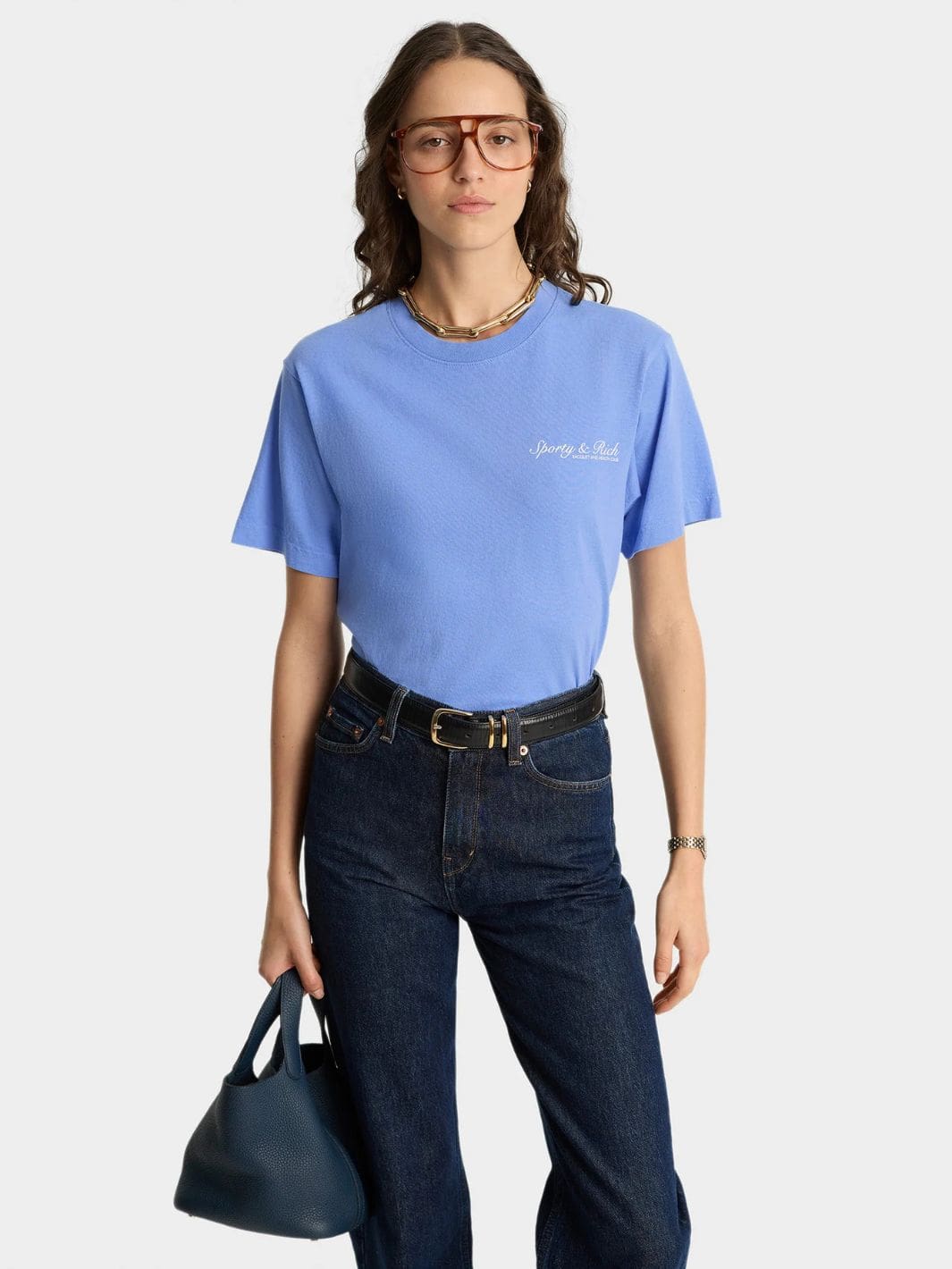 Sporty & Rich Tees & Longsleeves T-Skjorte | Syracuse T-Shirt Flax Blue