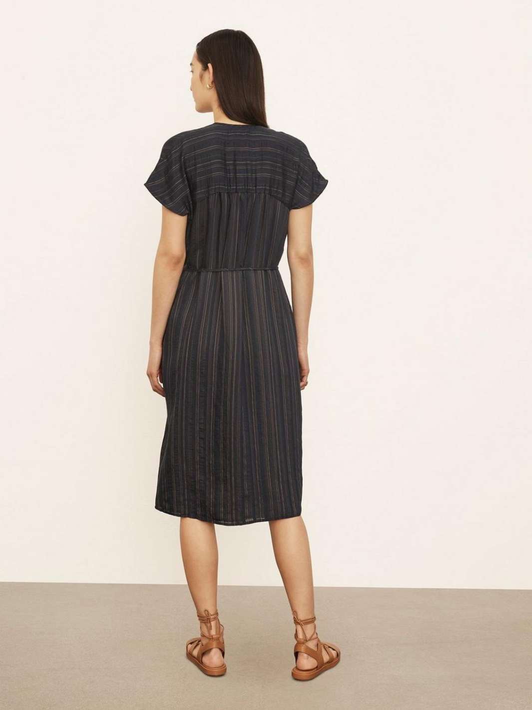 Vince Dresses Kjole | S/S Drapey Stripe Shirred Dress