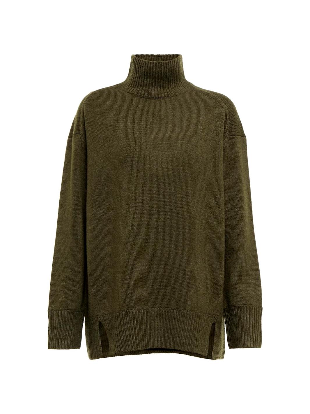Vince Knit Genser | Turtleneck W Side Slits Olive Green