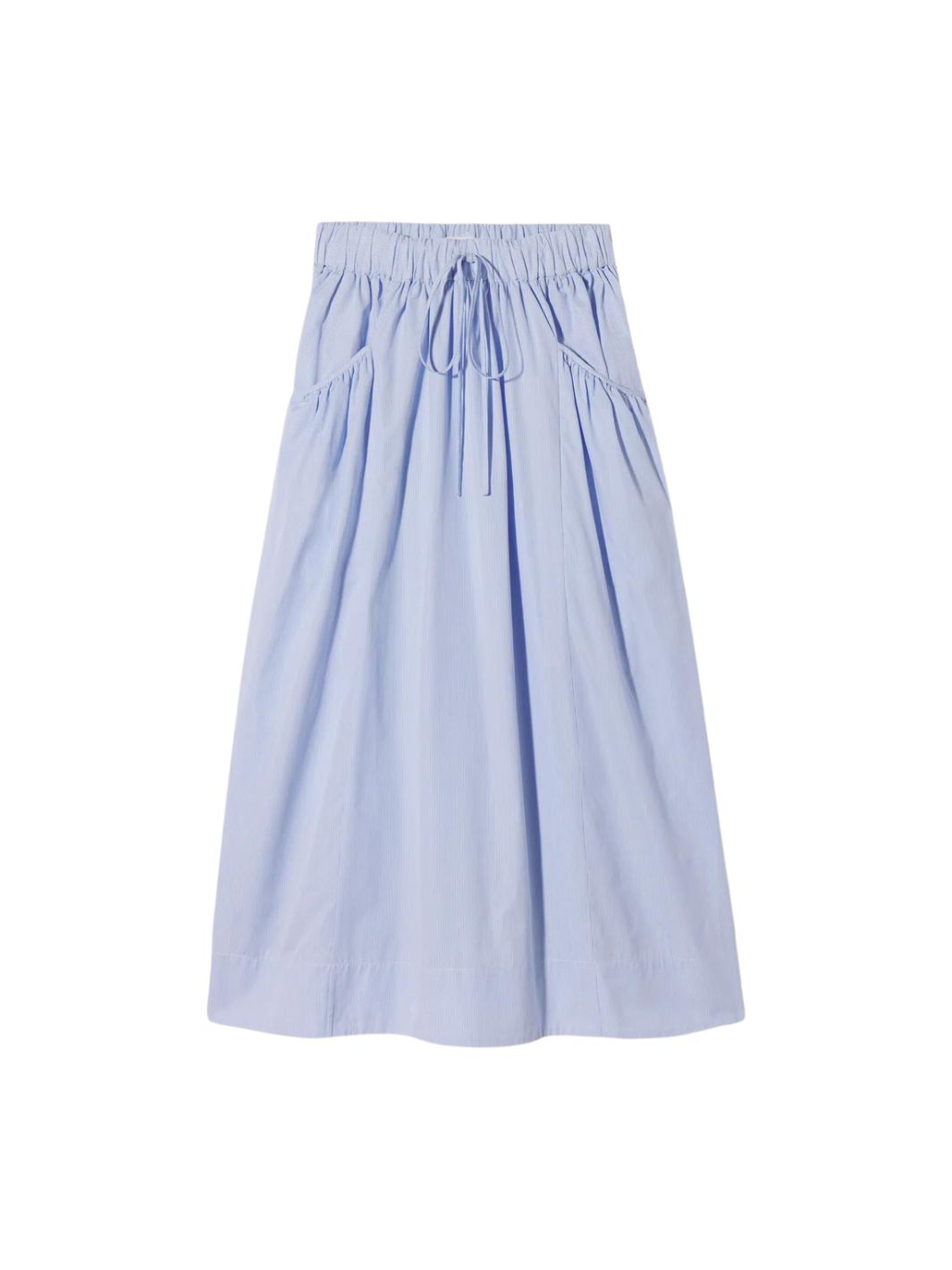 CO Collections Skirts Skjørt | Full Elastic Waist Cotton Skirt Blue Oxford
