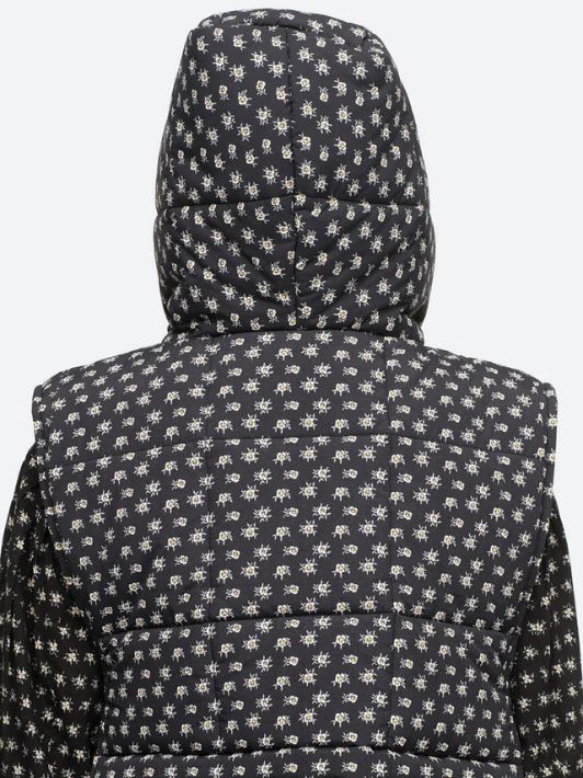 Sea NY Outerwear Vest | Pascala Floral Printed Puffer Hood